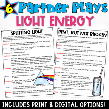 Preview of Light Energy: 5 Science Partner Play Scripts with a Comprehension Worksheet