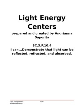 Preview of Light Energy Centers: Reflection, Refraction, and Absorption