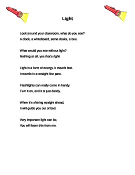 Preview of Light Energy Poem