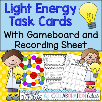Preview of Light Energy Activities - Task Cards and Game Board for Review