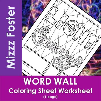 Preview of Light Energy Word Wall Coloring Sheet (1 pg.)