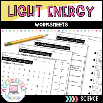 Preview of Light Energy Worksheets for Special Education 