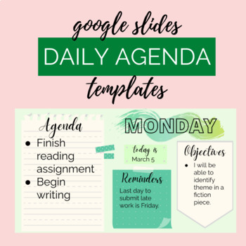 Preview of Light Green Spring Daily Agenda Google Slides - Editable Templates
