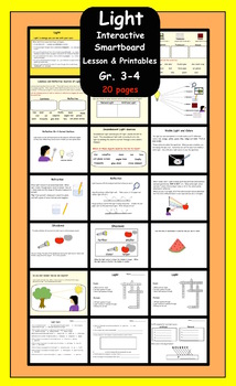 Preview of Light Interactive Smartboard Lesson and Printables for Gr. 3-4