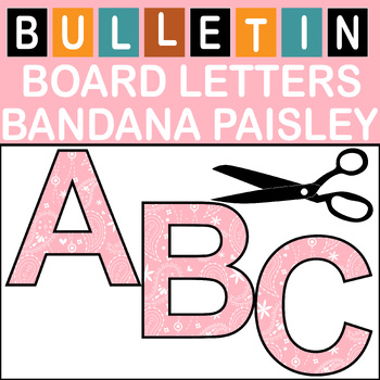 Preview of Light Pink Bandana Paisley Bulletin Board Letters Classroom Decor (A-Z a-z 0-9)