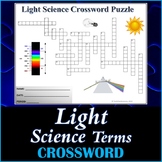 Light Science Crossword Puzzle Activity Worksheet