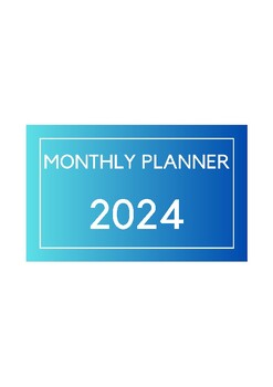 Preview of Light Sky-Blue Monthly Calendar 2024 Planner