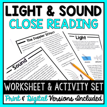 Preview of Light & Sound- Close Reading Packet [Print & Digital]