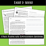 Light & Sound : Science Reading Passages & Comprehension Q