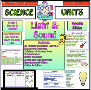 Preview of Light & Sound Unit Matter & Energy Grade 4 New 2022 Ontario Curriculum Science