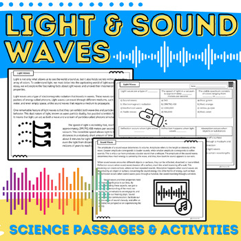 Preview of Light & Sound Waves: Science Reading Passages & Worksheets for Energy Unit