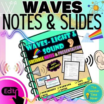 Preview of Light & Sound Waves Unit Notes & Slides Bundle- Physical Science Middle School