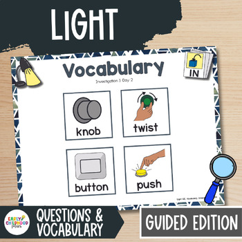Preview of Light Study GUIDED Edition Investigation Questions for Creative Curriculum