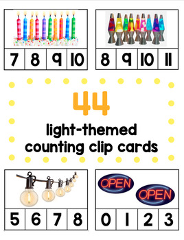 Preview of Light-Themed Counting Clip Cards: Creative Curriculum Light Study