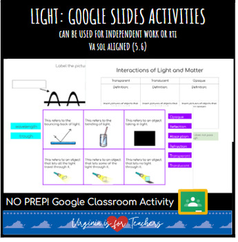 Preview of Light Unit: Google Activity Slides (VASOL 5.6)