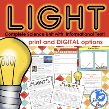 Preview of Light Unit with Informational Text, Print and Digital Distance Learning