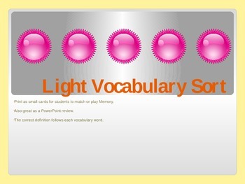 Preview of Light Vocabulary Sort