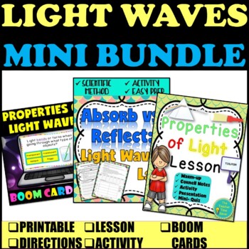 Preview of Light Waves Mini Bundle | Physical Science Notebook | Lesson & Boom Cards