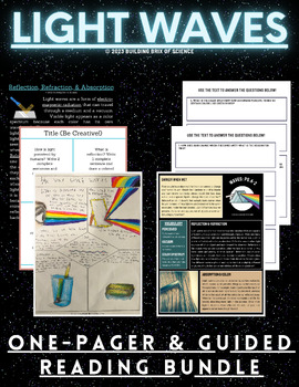 Preview of Light Waves One-Pager + Guided Reading Activity Bundle