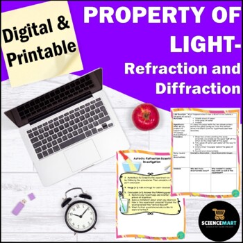 Preview of Light Waves Refraction Diffraction Notes, Activity and Slides Guided Reading 
