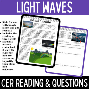 Preview of Light Waves Science Claim Evidence Reasoning CER Practice 
