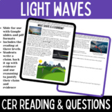 Light Waves Science Claim Evidence Reasoning CER Practice 