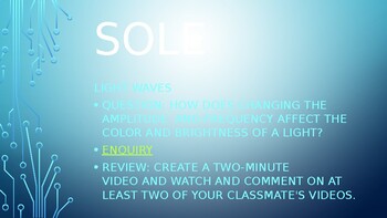 Preview of Light Waves virtual SOLE (student organized learning environment)