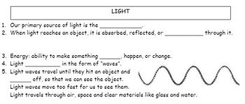 Light and Color PPT and Guided Notes by Wonderful World of Teaching