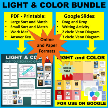 Preview of Light and Color Sort & Match Activity -Google & Paper Combo Bundle