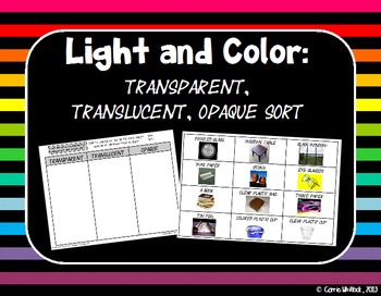 Preview of Light and Color : Transparent, Translucent and Opaque Sort