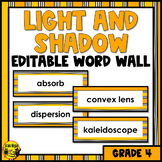 Light and Shadow Vocabulary | Editable Word Wall