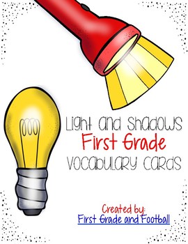 Preview of Light and Shadows First Grade Vocabulary Cards