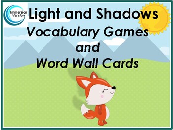 Preview of Light and Shadows- Vocabulary Games and Word Wall Cards