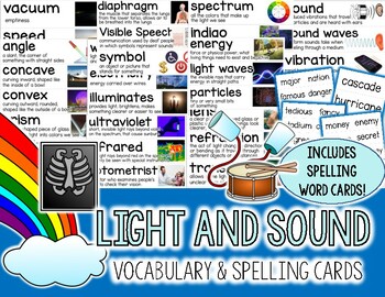 Preview of Light and Sound CKLA Unit 5 Vocabulary Cards 3rd Grade
