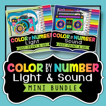 Preview of Light and Sound Color By Number - Mini Bundle - Includes 2 Worksheets