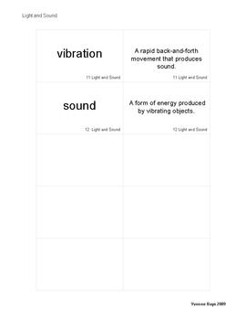 Preview of Light and Sound Science Vocabulary for 4th & 5th Grade
