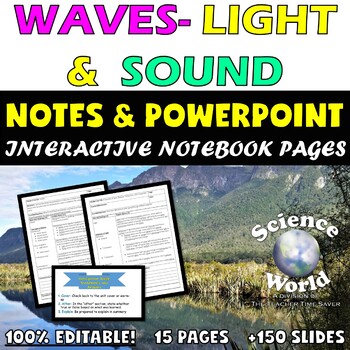 Preview of Light and Sound Waves Unit Notes & Slides Bundle- Physical Science Middle School