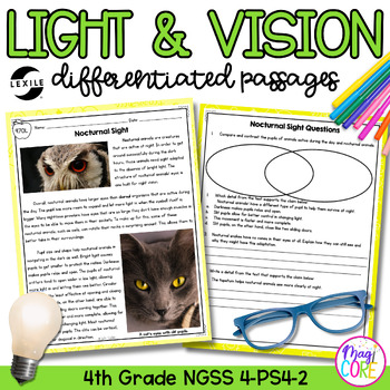 Preview of Light and Vision NGSS 4-PS4-2 - Science Differentiated Passages