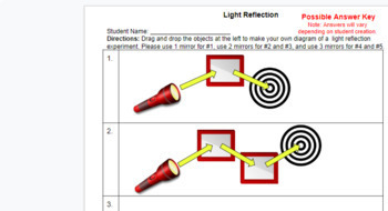 Preview of Light reflection virtual mirrors and target student diagram simulation