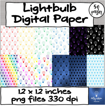 Preview of LightBulbs Digital Paper/ Backgrounds Clip Art Set Commercial Use- 50 images