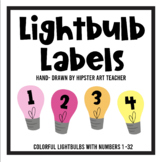 Lightbulb Labels (colorful & calm), numbered 1-32, STEAM c