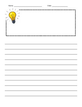 Preview of Lightbulb writing paper with illustration box