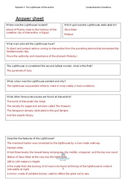 Preview of Lighthouse of Alexandria - Answer Sheet