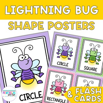 Preview of Lightning Bug 2D Shape Posters and Flash Cards | Preschool Math Activity