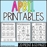 April No-Prep Worksheets for Literacy and Math