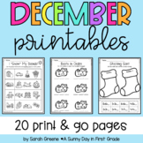 December No-Prep Worksheets for Literacy and Math