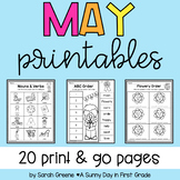 May No-Prep Worksheets for Literacy and Math