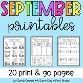 September No-Prep Worksheets for Literacy and Math