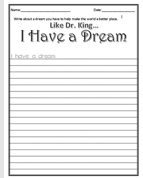 Preview of Like Dr. King...I Have a Dream writing activity