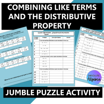 Preview of Like Terms and the Distributive Property Jumble Puzzle